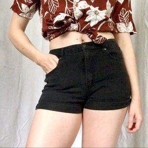Black High Waisted Denim Shorts